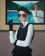 Contemporary portrait «Вlack Leather Gloves». 