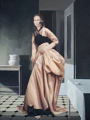 Contemporary portrait «Flow of Time in the Window». 