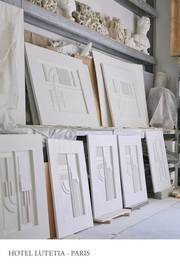 Mes Reliefs monochromes reproduits en plâtre par les ateliers Bouvier pour l’hôt. Philippe Garnier De La Baudiniere